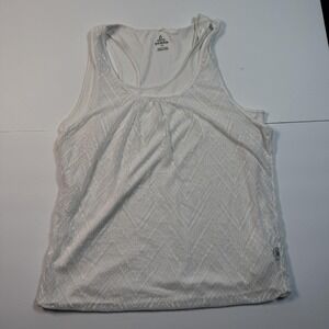 prAna Tank Top Womens XL White Racerback Lined Burnout Chevron Athletic Yoga